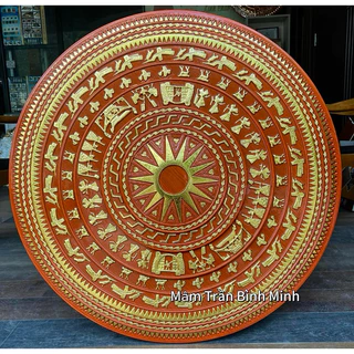 Mâm Trống Đồng Dát Vàng 90cm ,mã 7139