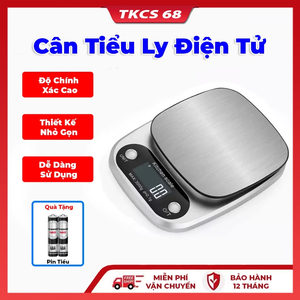 Cân Điện Tử 0.1g Đến 10kg Tiểu Ly , Cân Điện Tử Mini Chính Xác Cao, Tặng Kèm Pin, Thiết Kế Nhỏ Gọn, Dễ Dàng Sử Dụng