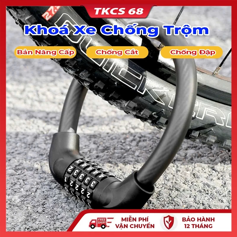 Khoá  Chống Trộm Xe Đạp, Dây Treo Yên Xe Cao Cấp 4 Số Xoay Mã Khóa Tránh Mất Chìa Khóa, An Toàn, Siêu Bền