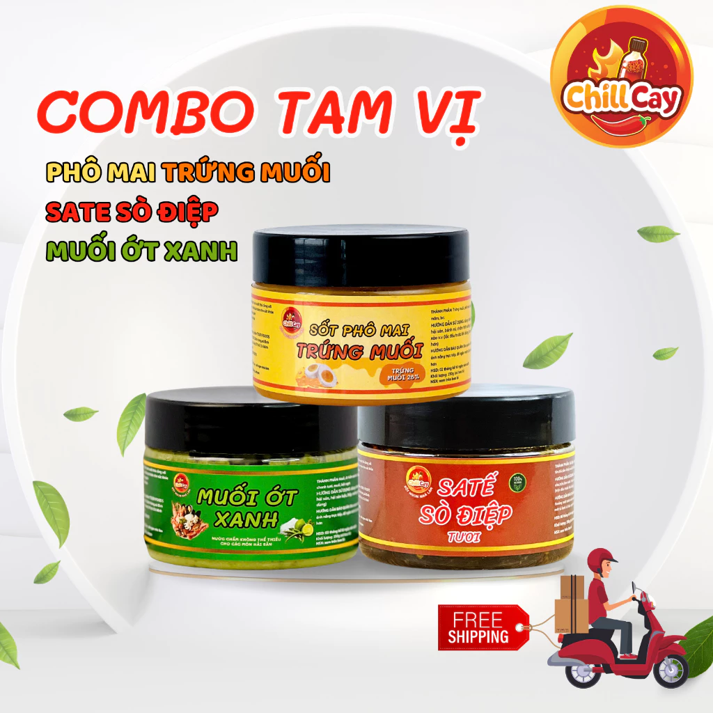 COMBO tam vị 3 loại sốt - CHILLCAY - sate sò điệp, phô mai trứng muối, muối ớt xanh.
