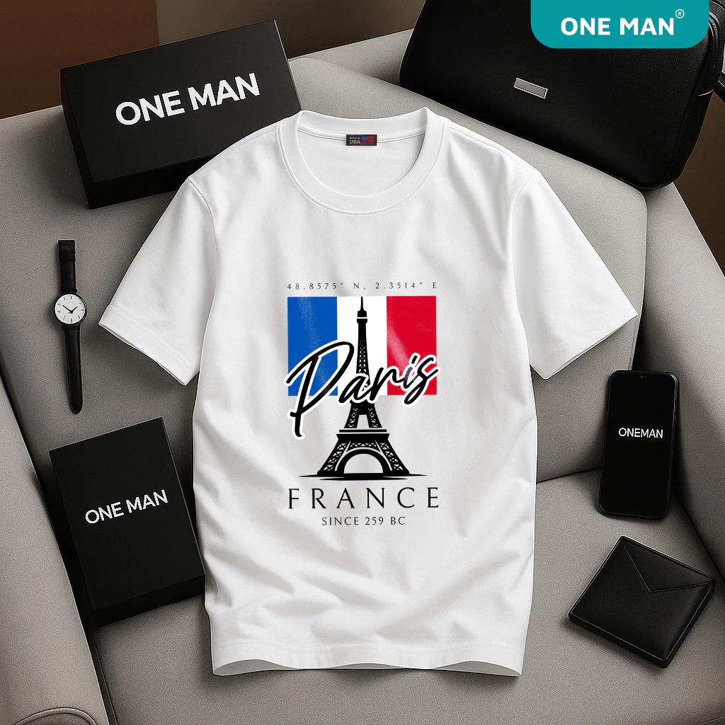 Áo thun cotton form rộng 100% ONE hình Paris đẹp mắt AP269 Hàng QC 2026