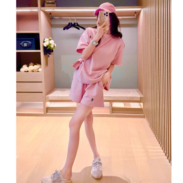 LOẠI 1 Bộ Đồ Nữ Set đồ Chất Tổ Ong GạoÁo Thun Quần Short Màu Hồng Pastel Basic Siêu Mềm Mát Protex