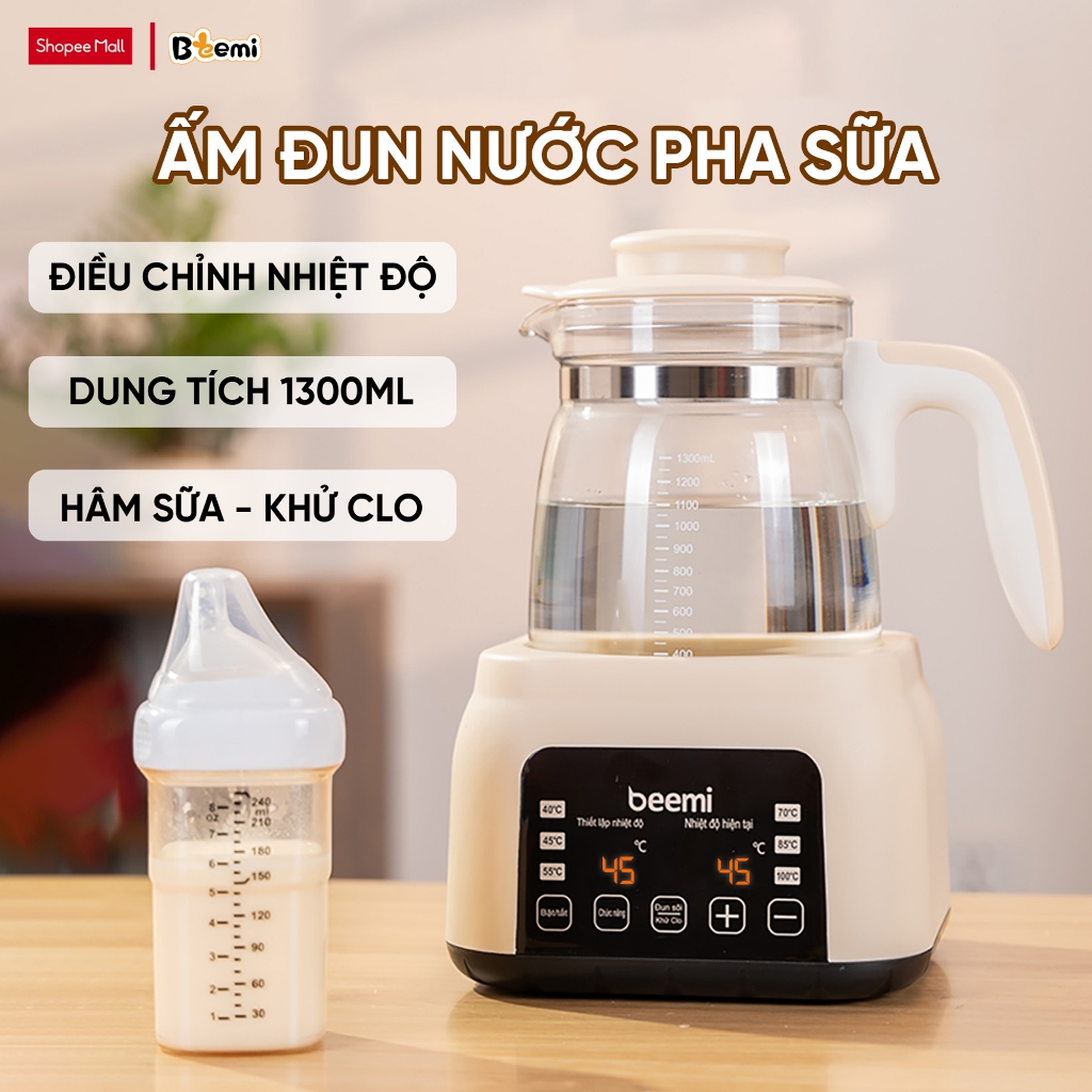 Ấm Đun Nước Pha Sữa Beemi Khử Clo Giữ Nhiệt 48h Máy Hâm Sữa, Tiệt Trùng Bình…
