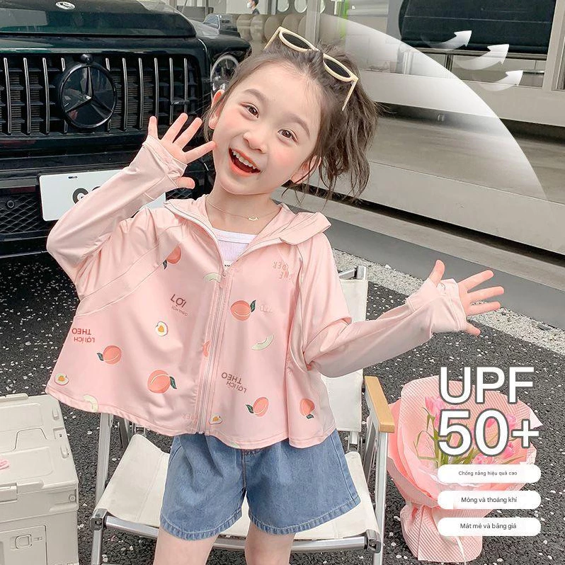 Áo chống nắng cho bé có mũ che đầu Khoác chống nắng trẻ em Mềm nhẹ thoáng mát chống tia UV mùa hè