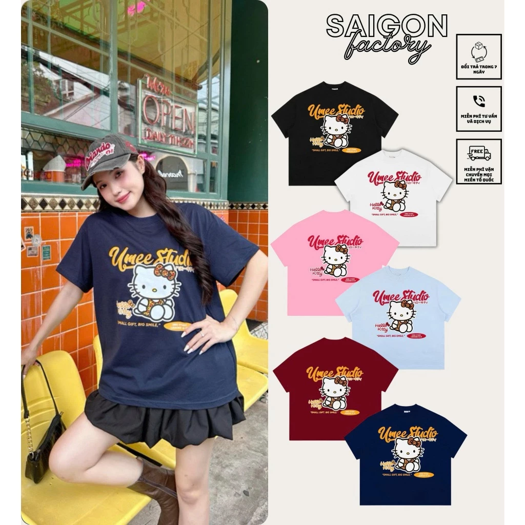 Áo Thun Hello Kitty Da Beo Hot Trend 2025 Chất Vải Cotton 2 Chiều Dày Dặn Đứng Form