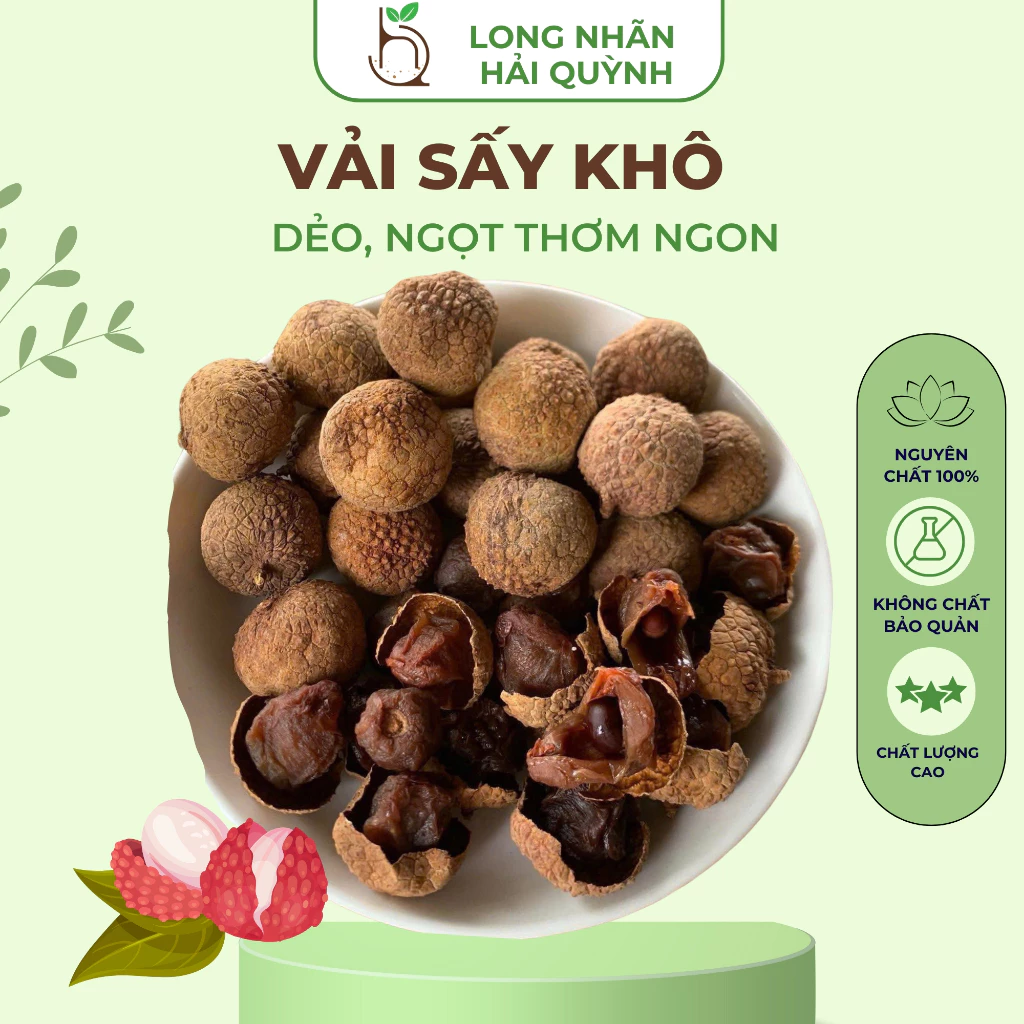 Vải Thiều Sấy Khô Thơm Ngon Dẻo Ngọt, Trái Cây Sấy Ăn Vặt