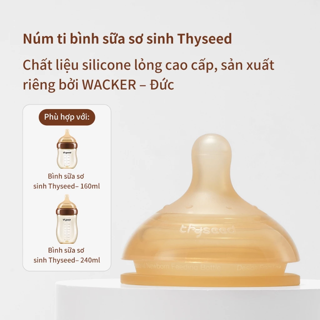 Núm ty Thyseed PPSU cao cấp chống sặc chống đầy hơi cho trẻ sơ sinh cổ rộng núm ti cho bé