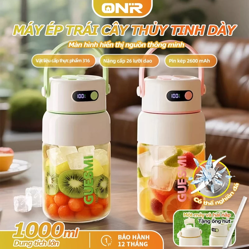 ONR-Máy Xay Sinh Tố Cầm Tay, Máy Ép Đa Năng, Hiển Thị Điện Thông Minh, 700/1000ML