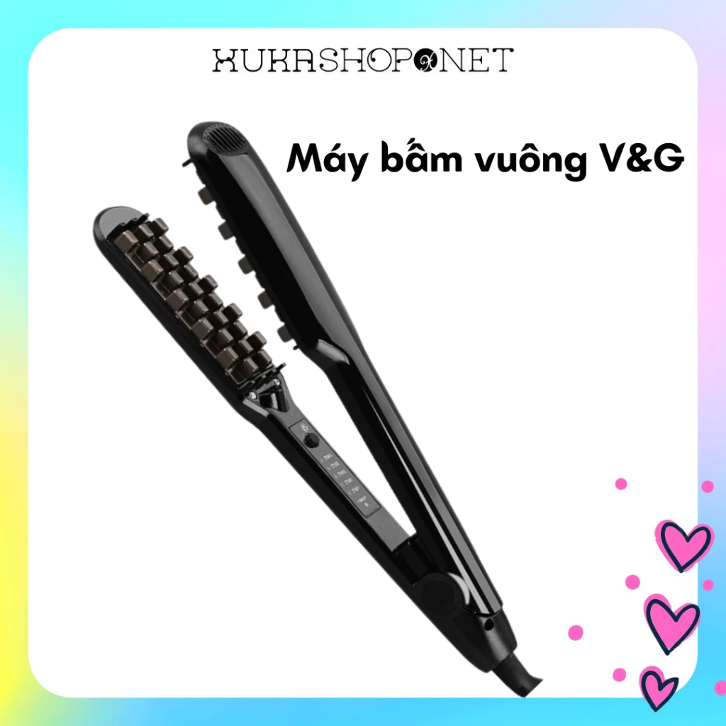 Máy Bấm Vuông V&G Dập Phồng, Dập Xù Tóc Chân Vuông 5 Mức Chỉnh Nhiệt Cao Cấp