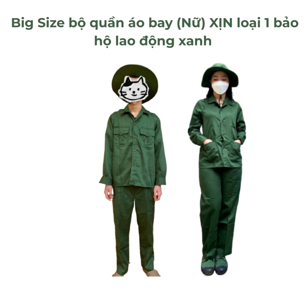 Big Size bộ quần áo bay (Nam Nữ) XỊN loại 1 bảo hộ lao động xanh cho Học Sinh, Sinh Viên cả Nam và Nữ