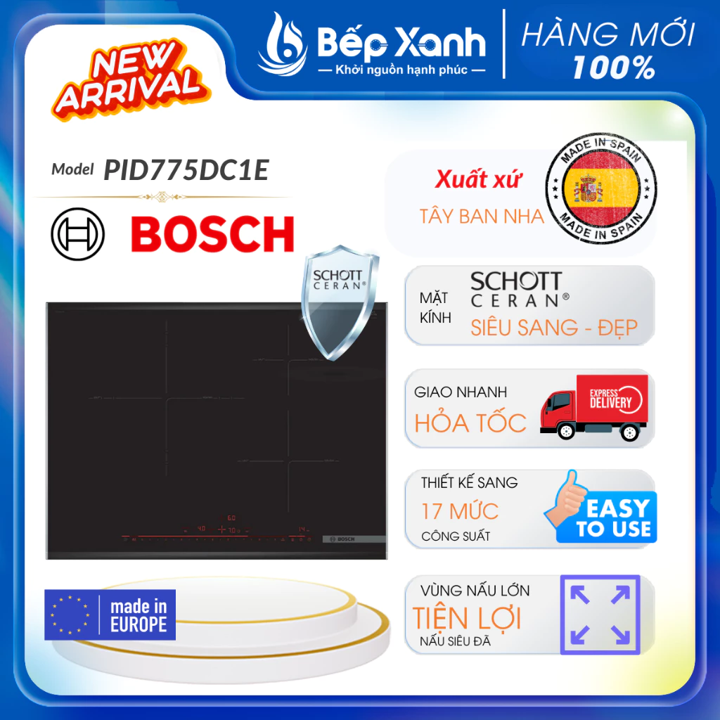 Bếp Từ 3 Vùng Nấu Bosch PID775DC1E, Cực hiện đại, Nhập Tây Ban Nha - Bảo hành 3 năm