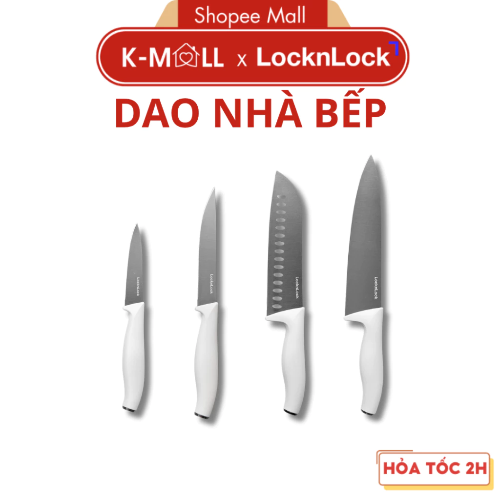 Dao Nhà Bếp LocknLock White Ege CKK926, CKK927, CKK928, CKK929 Màu Trắng, Hàng Chính Hãng - K-MALL