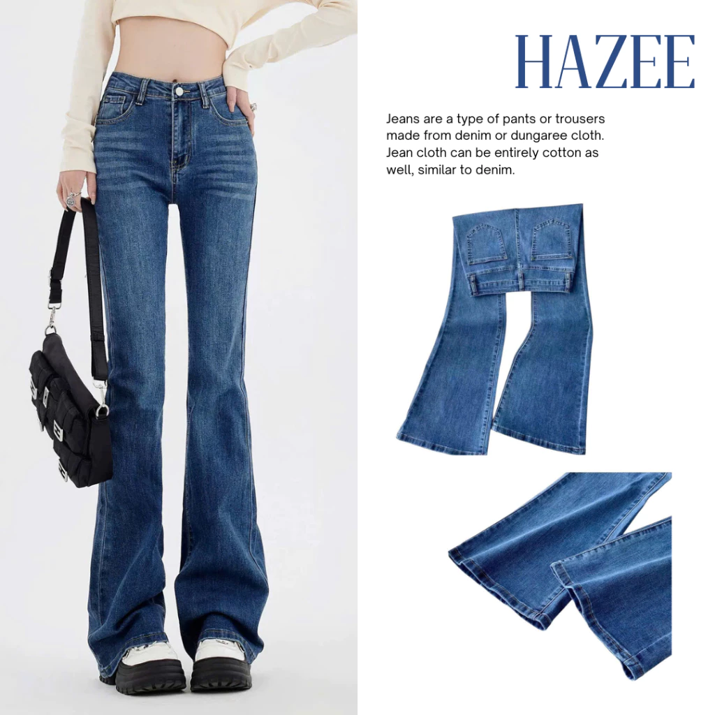Quần Jean Nữ Ống Loe Lưng Cao HAZEE dáng Slim co giãn