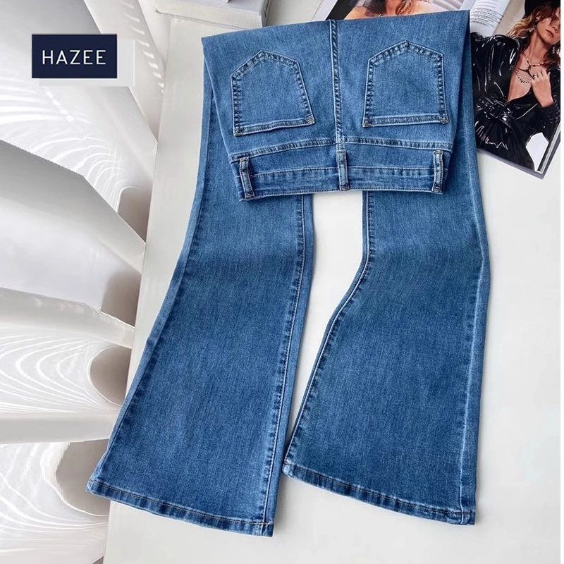Quần jean nữ ôm dáng ống loe HAZEE- Quần jeans Nữ cạp Cao Dáng Suông Style