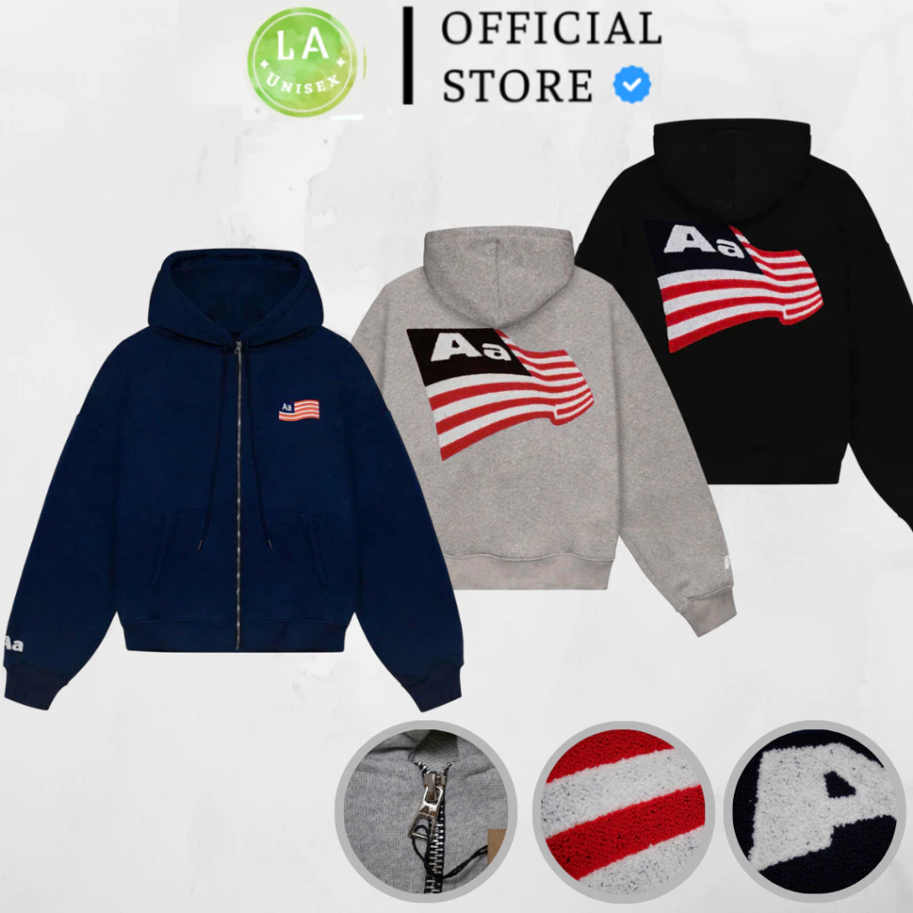 [ẢNH THẬT] Áo HoodieZip Aa Studio Thêu Xù,Vải Nỉ Chân Cua, Form Boxy,Khóa Kim Loại, Đầy Đủ Tag Mạc