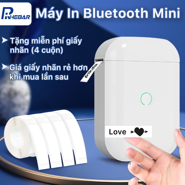 Máy In Nhiệt Mini Bluetooth Rhebar D11s AIYIN Cầm Tay,Tem Nhãn,Tem Giá, Mã…