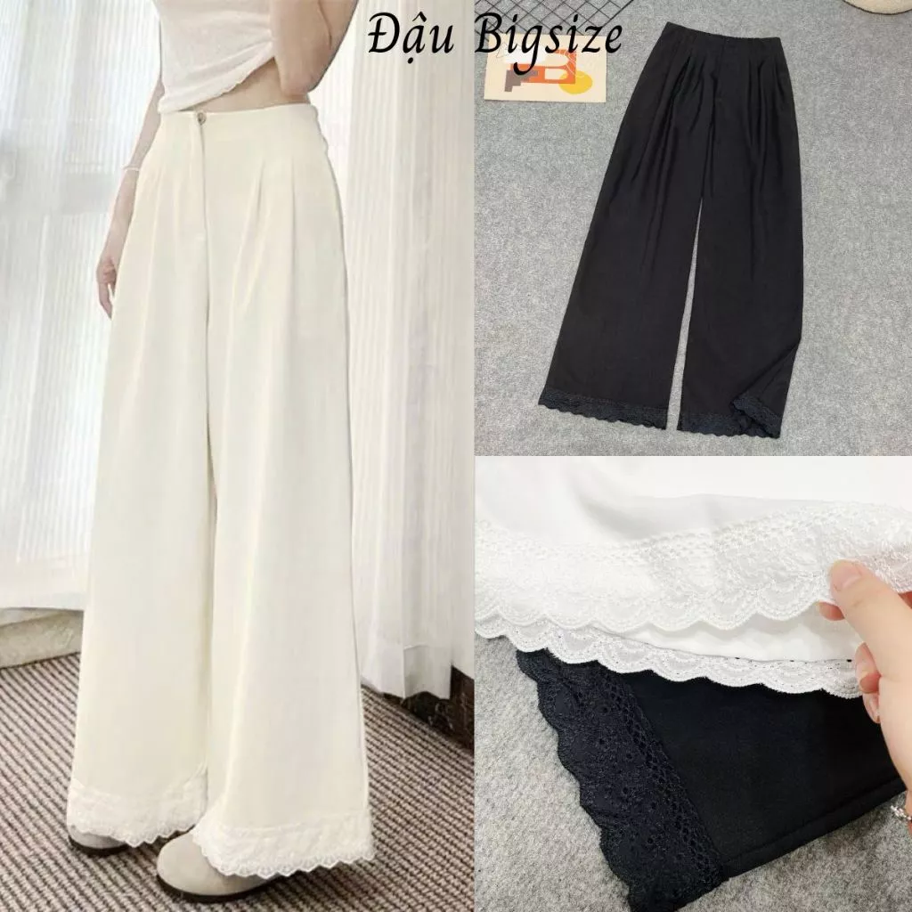 Quần Dài Kiểu Bigsize Nữ Chất Liệu Mango Lạnh Mềm Nhẹ Mát Phối Ren Thô Boy Đứng Phom Q562