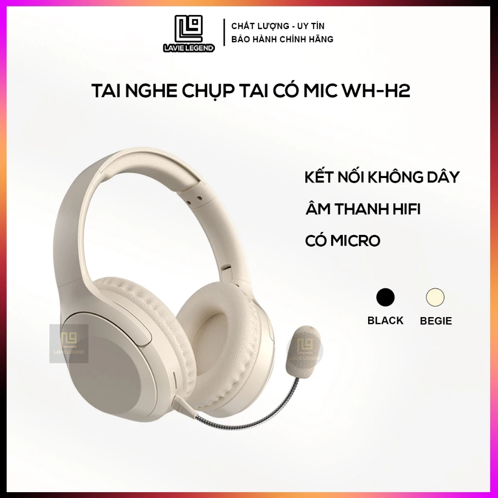 Tai Nghe Bluetooth WH-H2 Có Mic Tai nghe Chụp Tai Không Dây Học Online Âm Thanh Hifi Có Thể Gấp Gọn Pin Dài