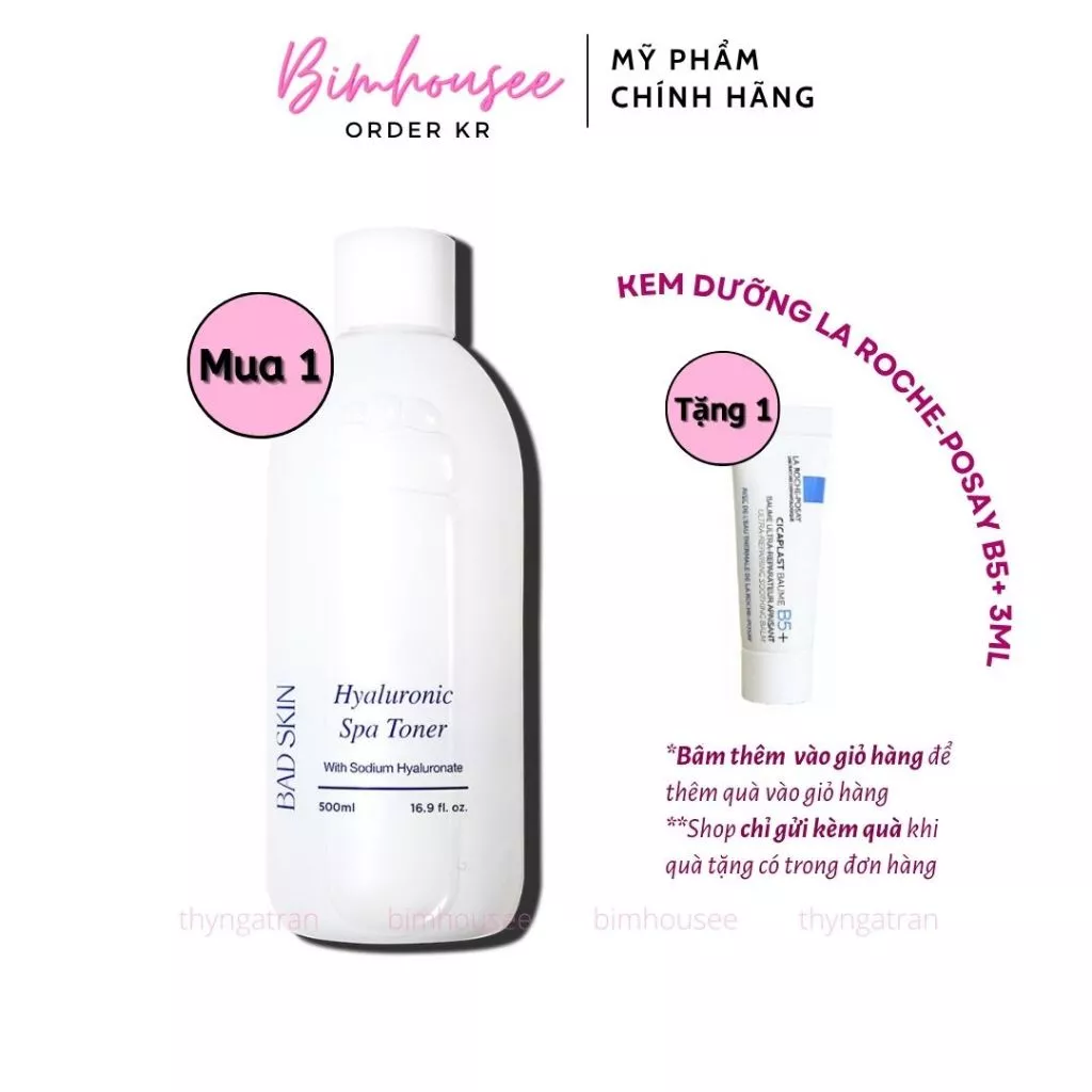 Toner BAD SKIN badskin HYALURONIC SPA TONER siêu cấp nước HA 100ml 500ml