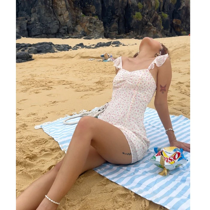 Đầm voan hoa nữ mini dress phong cách nàng thơ Vanila Rose | 𝐛𝐚𝐧𝐚𝐧𝐚𝐛𝐮