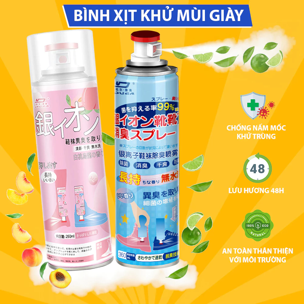 Chai Xịt Khử Mùi Giày Dép NaNo Bạc,Xịt Khử Mùi Hôi Chân Nano 2025 - BV134