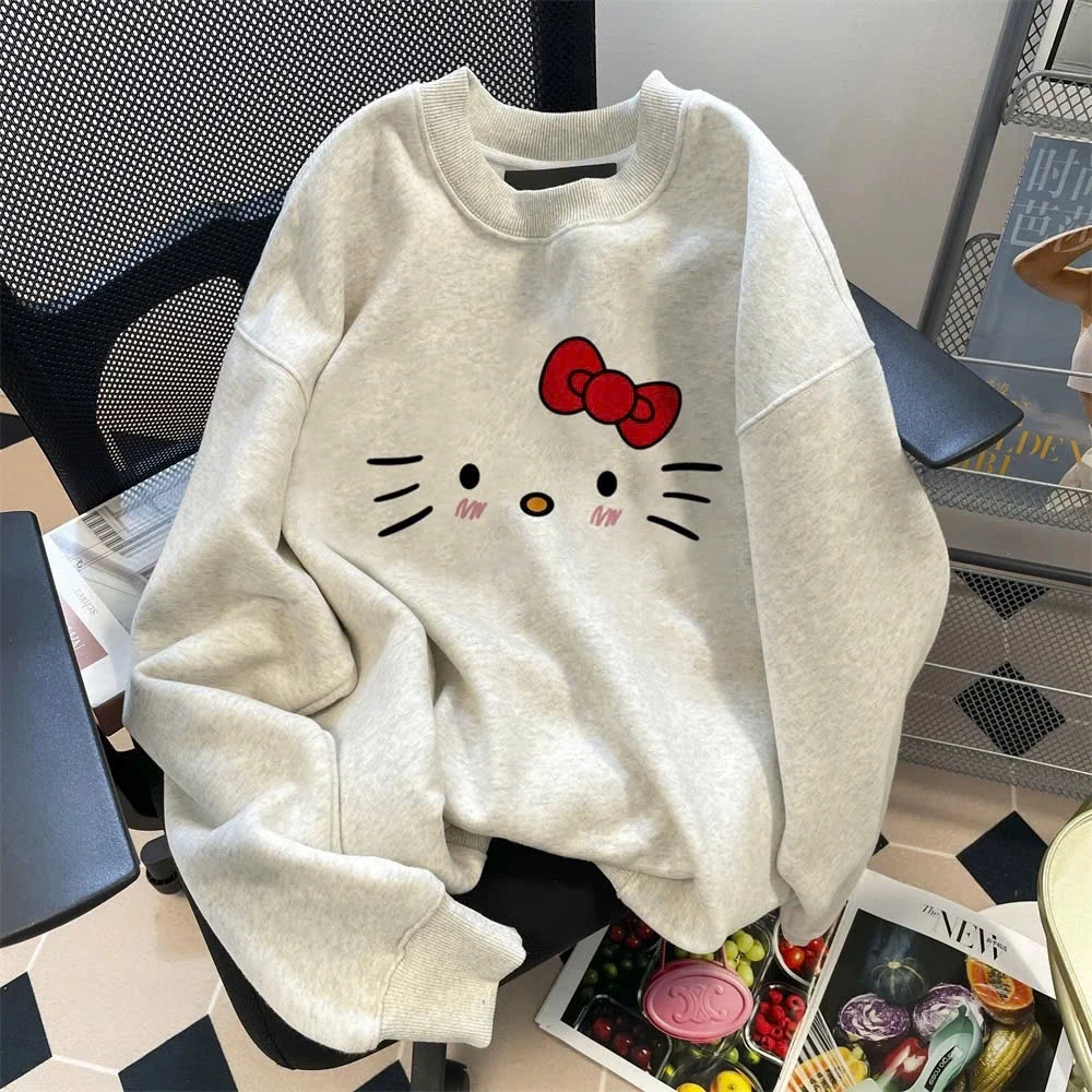 Áo Nỉ Sweater Mèo Má Hồng Cute Cổ Tròn Tay Bồng Form Rộng Nam Nữ Chất Nỉ Bông
