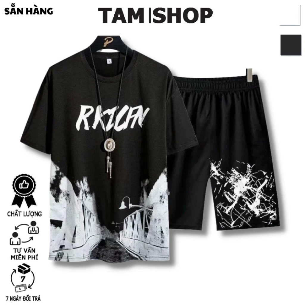 [Mã TRUONGN30 giảm 30K đơn 54K] Bộ Thể Thao RKICFN - Nguyên Sét Đồ Mặc Nhà Nam Nữ - Quần Áo Đùi Cọc tay Chất Thun Mát