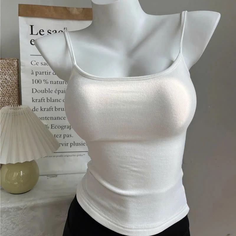 Áo 2 Dây Ba Lỗ Chất Thun Tăm Trơn Có Mút Ngực Dành Cho Nữ