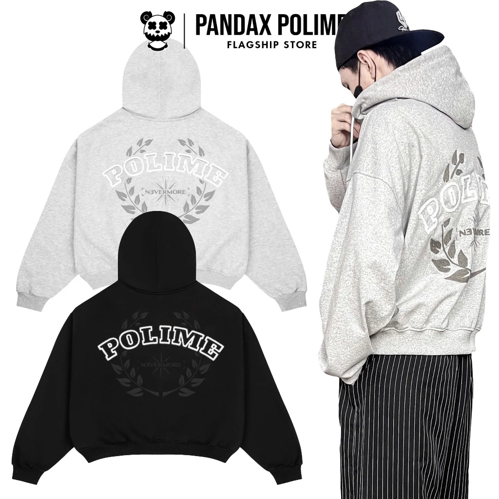 Áo khoác nỉ chân cua big boxy không xù thêu len cổ cao thoáng mát bigsize pandax polime unisex