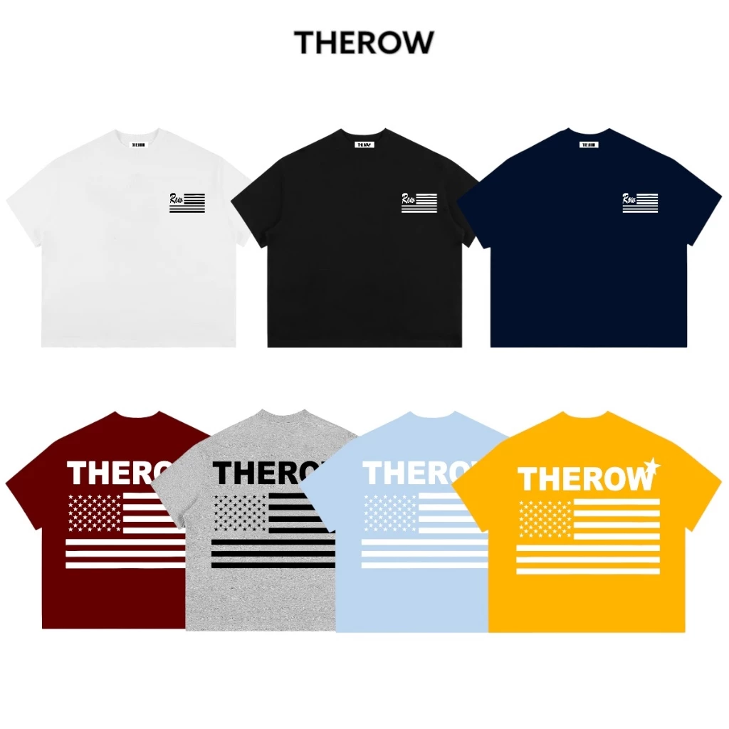 Áo Thun Boxy Local Brand THEROW Tay Ngắn Cotton 250gsm " CỜ MỸ " Áo Phông Forrm Rộng Mùa Hè Kiểu Đẹp Unisex Nam Nữ