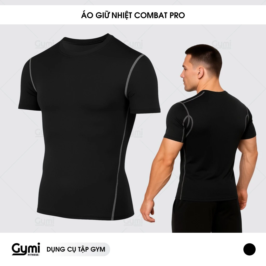 Áo Thun Giữ Nhiệt Tay Ngắn Combat Pro - Áo Thun Nam Tập Gym Cao Cấp,  Chơi Thể Thao - AoThunTheThao-AoTayNgan