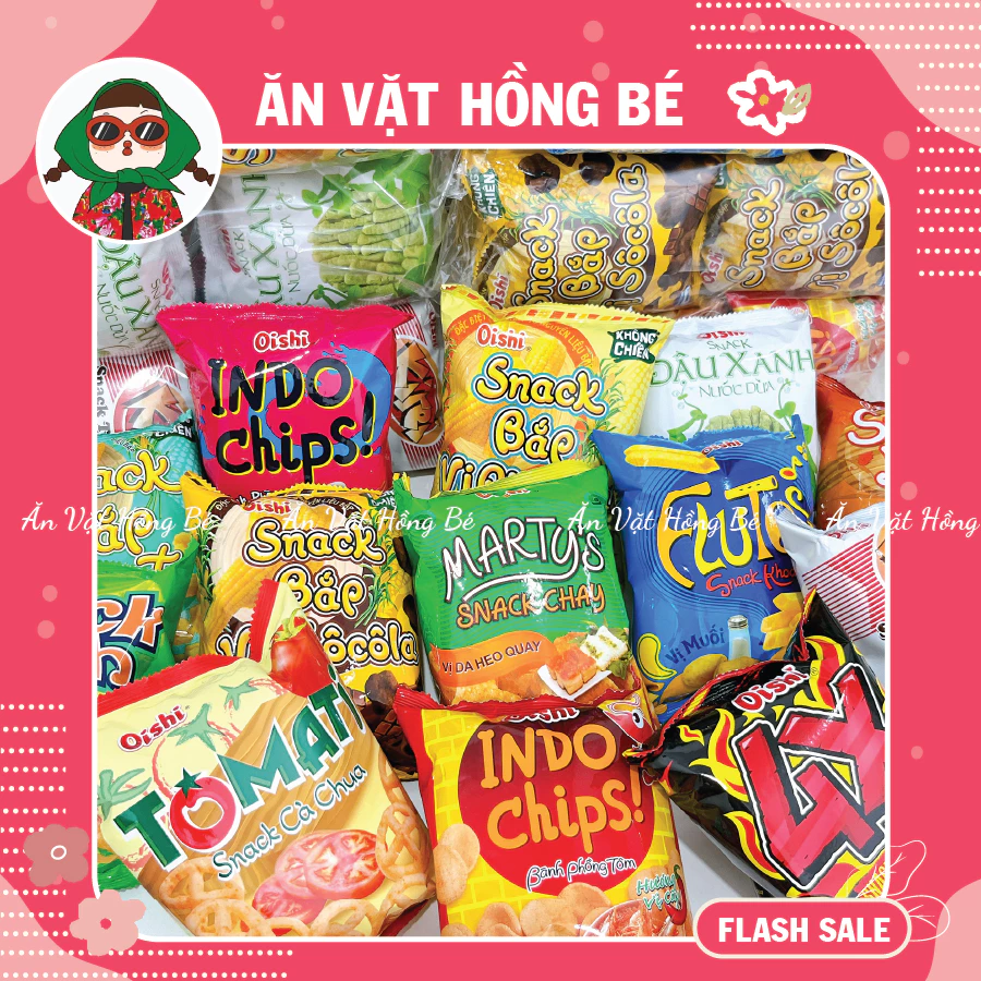 [BỊCH 10 GÓI 12G] Bim Bim Oishi chính hãng nhiều vị lựa chọn, đồ ăn vặt