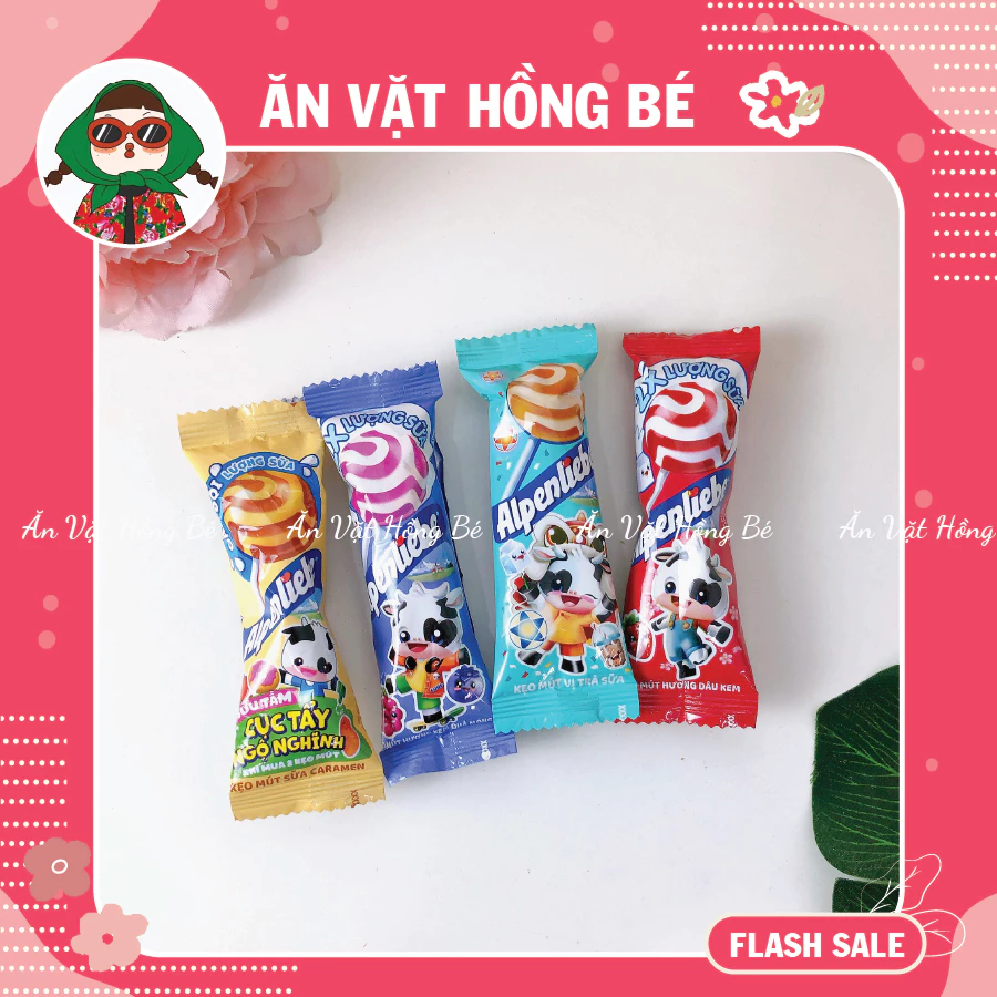 [10 CHIẾC] Kẹo mút que Alpenliebe vị Caramen, Nho,Trà sữa, đồ ăn vặt