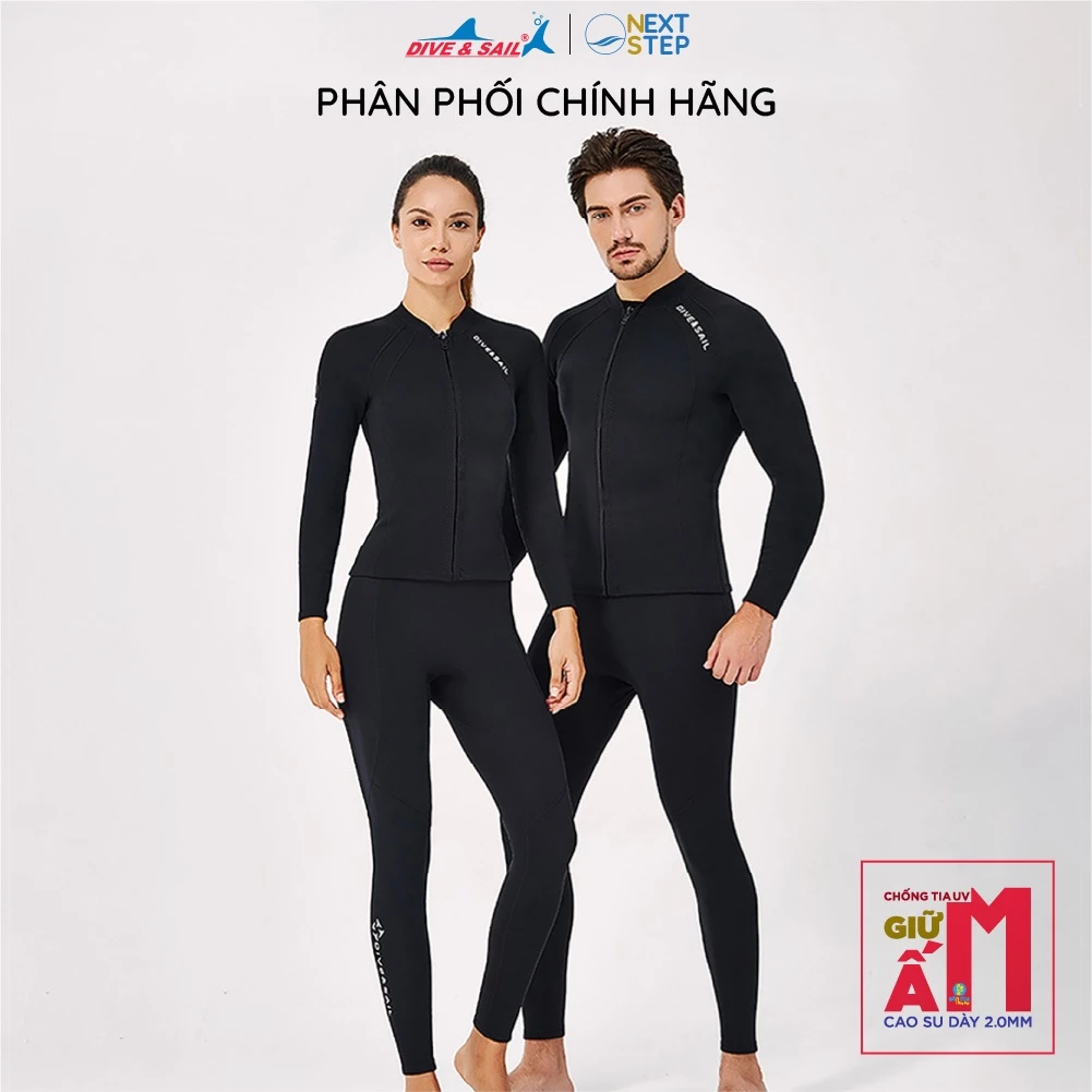 Đồ bơi giữ nhiệt cặp nam nữ DIVE AND SAIL tay dài quần dài chất liệu cao su dày 2mm giữ ấm toàn thân