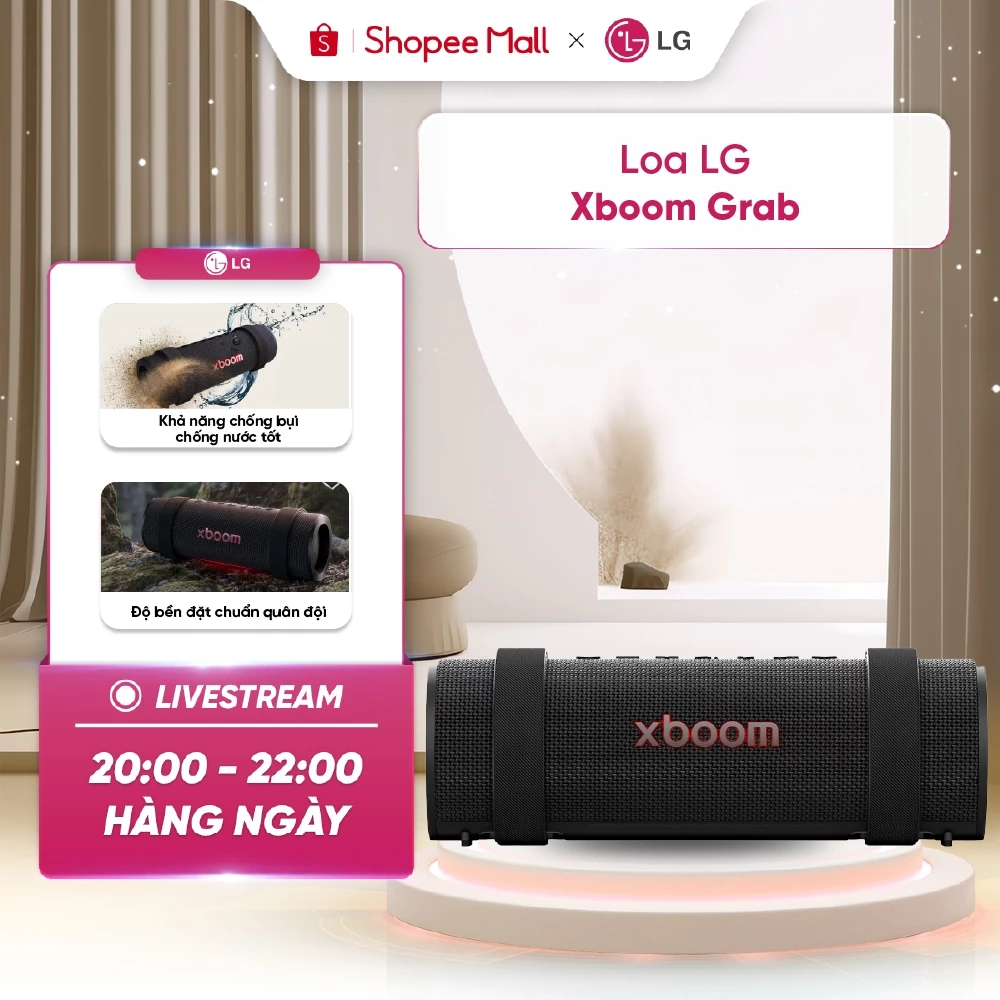 Loa Bluetooth LG xboom Grab - GRAB.AVNMLBK, Loa bluetooth đến từ Peerless, AI Sound , AI Calibration, AI Lighting