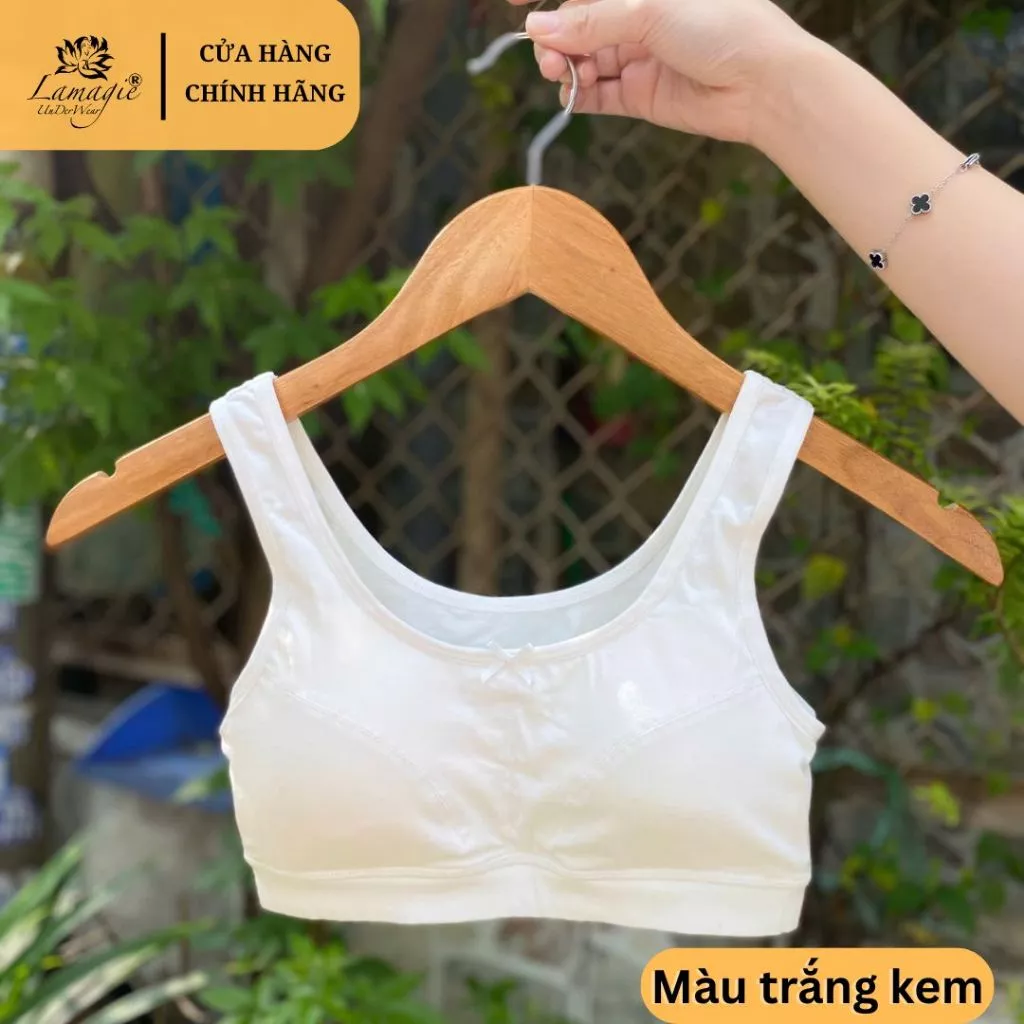 Áo lá học sinh AL-153 cotton co giãn, mousse mỏng tháo rời, thấm hút tốt – cho bé gái từ lớp 4 đến lớp 9 luôn tự tin, th