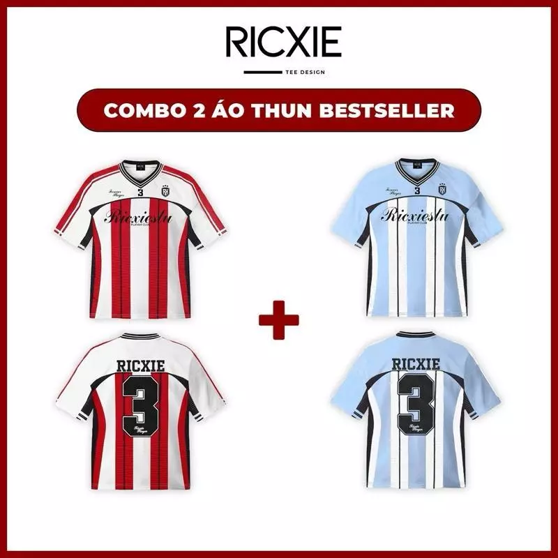 Combo 2 Áo Lưới Thể Thao Jersey Ricxie Số 3 - Chất lưới cao cấp, thoáng mát, thấm hút tốt