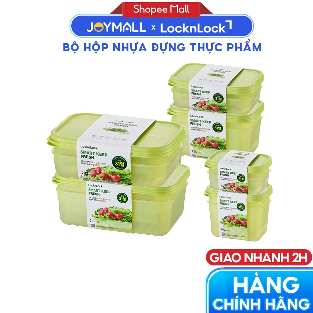 Bộ hộp nhựa đựng thực phẩm LocknLock Smart Keep Fresh Food Container HLE5600NT, Hàng chính hãng - JoyMall