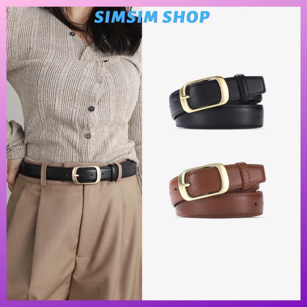 Thắt Lưng Nữ chữ nhật bo viền cong TL047 - Đai Váy Y2K Mặt Vàng Ánh Kim Phong Cách Thanh Lịch Sang Chảnh