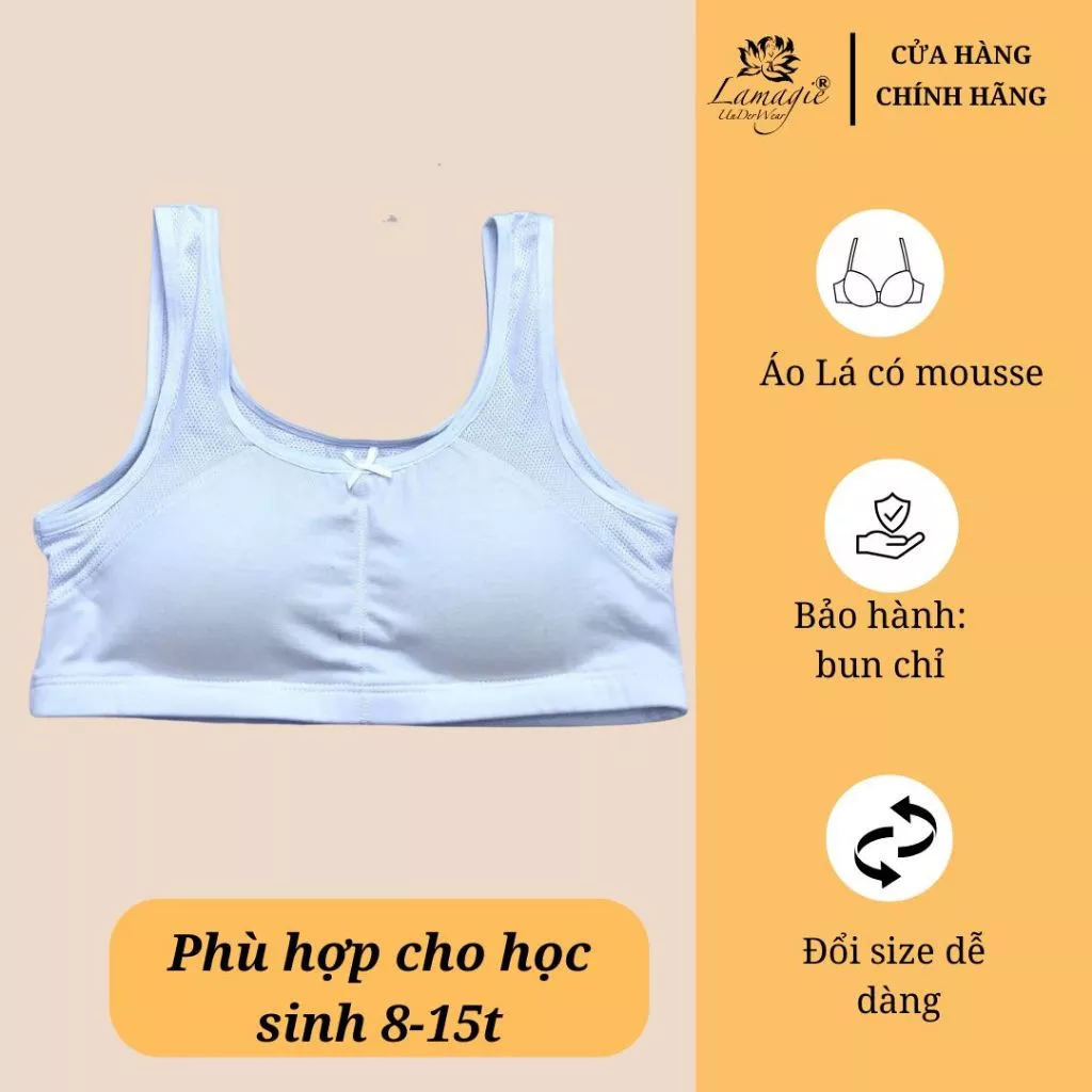 Áo lá học sinh AL‑154 – Cotton 4 chiều thoáng mát, mousse tháo rời – thơm tho cho bé từ lớp 4 đến 9