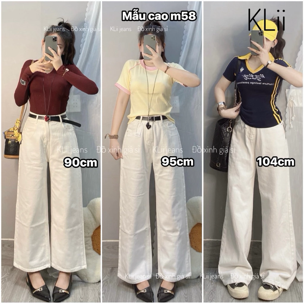 Quần jeans kaki ống suông rộng KLii (90cm-95cm-105cm) vải dày