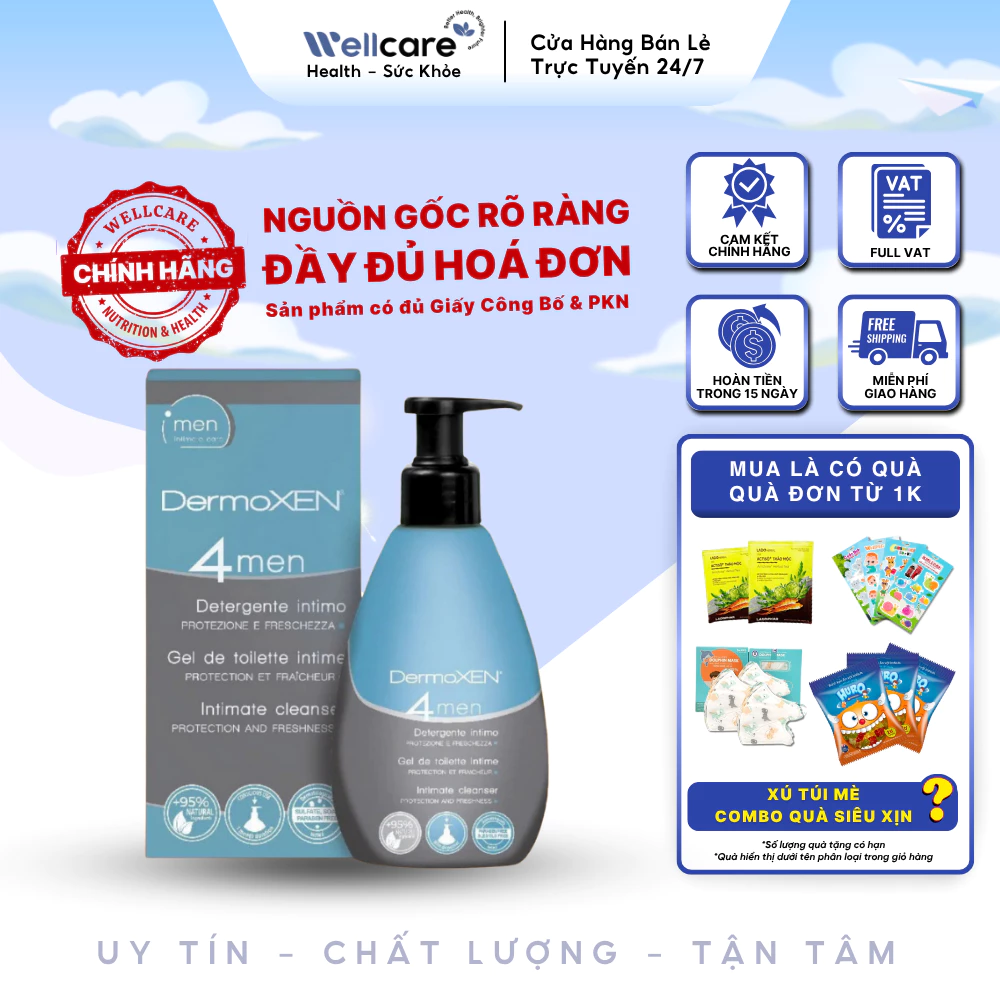 [✨CHÍNH HÃNG] DermoXEN 4MEN Chai 125ml - DDVS cho nam, bảo vệ & khử mùi hằng ngày, tinh chất bạc hà