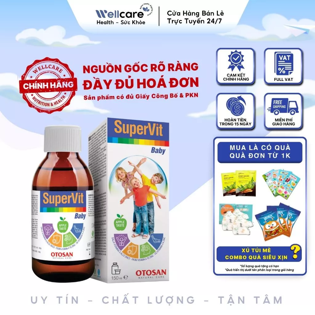 [SALE DATE T12/2026] Siro SUPERVIT BABY Lọ 150ml - Bổ Sung 21 Vitamin Tổng Hợp, Khoáng chất, Tăng đề kháng, Giảm ốm vặt