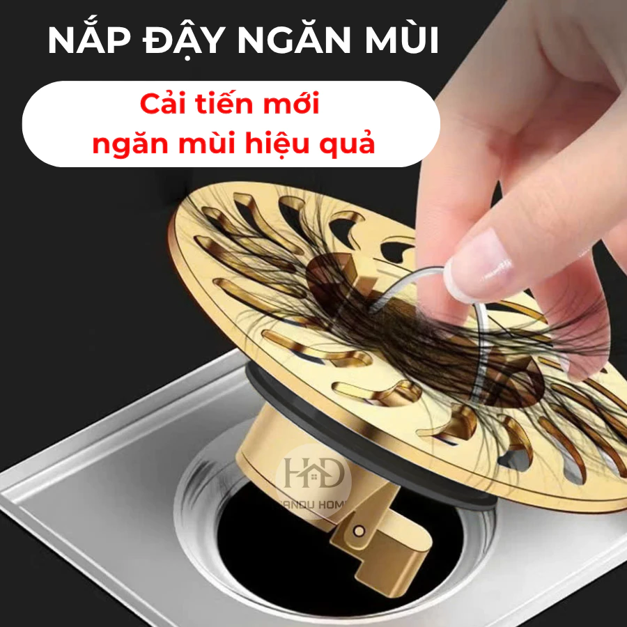 Nắp Đậy Cống Thoát Nước Cho Sàn Nhà Tắm, Nắp Đậy Cống Kèm Lưới Lọc Rác, Ngăn Mùi Hôi,Chống Côn Trùng Bằng Đồng