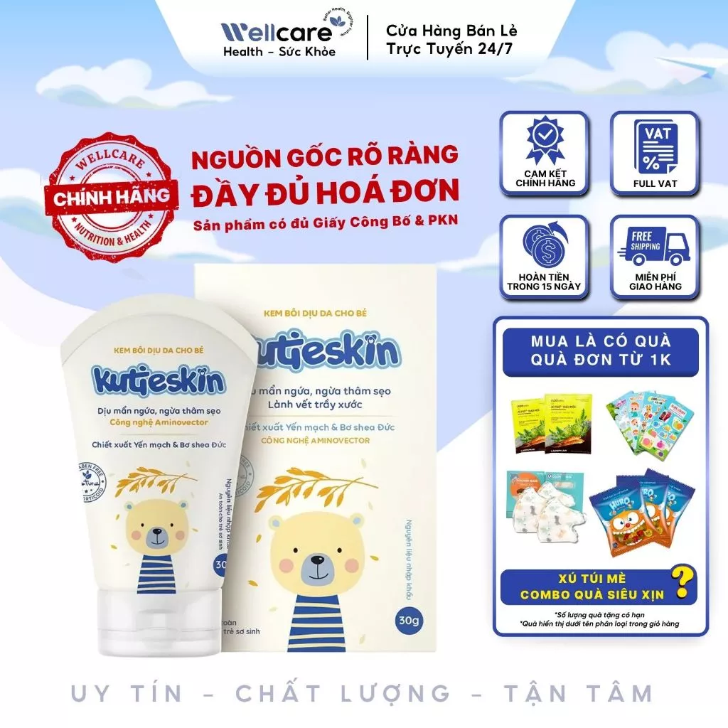 [✨CHÍNH HÃNG] Kem dịu da Kutieskin lọ 30g - dịu mẩn đỏ, dịu vết ngứa, hăm da, muỗi đốt, côn trùng cắn
