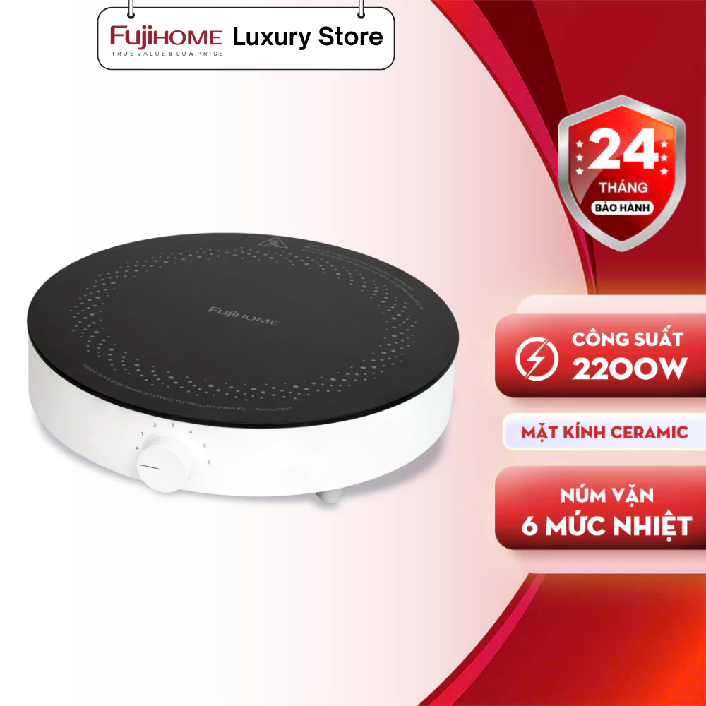 Bếp từ đơn FUJIHOME IC-H02 công suất lớn 2200w, thích hợp nhiều loại nồi chảo, inverter tiết kiệm