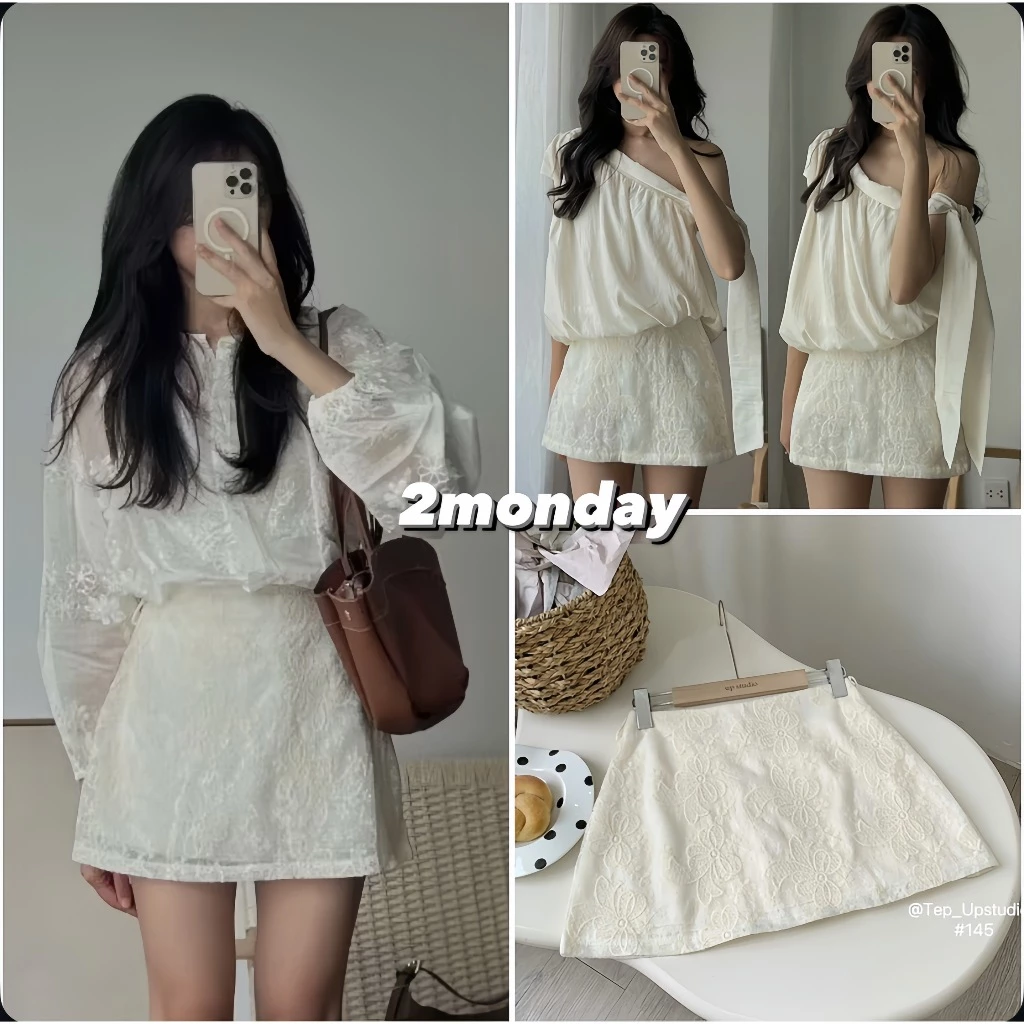 [LOẠI 1/ VIDEO] CHÂN VÁY CHỮ A DÁNG NGẮN THÊU HOA 2 LỚP KHOÁ KÉO SIÊU XINH 2MONDAY CV12