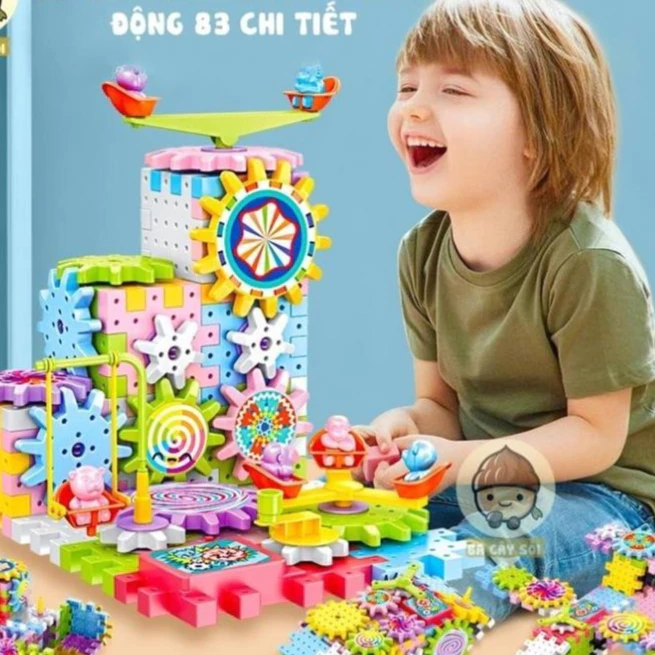 [Kho sỉ] Bộ đồ chơi lắp ghép thông minh bánh răng chuyển động 83 chi tiết  , Đồ chơi mô hình lắp ráp phát triển trí tu
