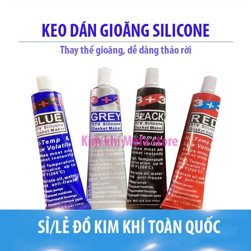 Keo dán gioăng silicone chịu nhiệt 3+3 đủ màu - Keo tạo gioăng