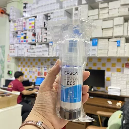Mực in Chính Hãng Bóc máy Epson 003 (C) Xanh – Cho máy L1110/L3110/L3150/L5190/L1216/l1210/L3216/L3210/L3250/L3256/L3550